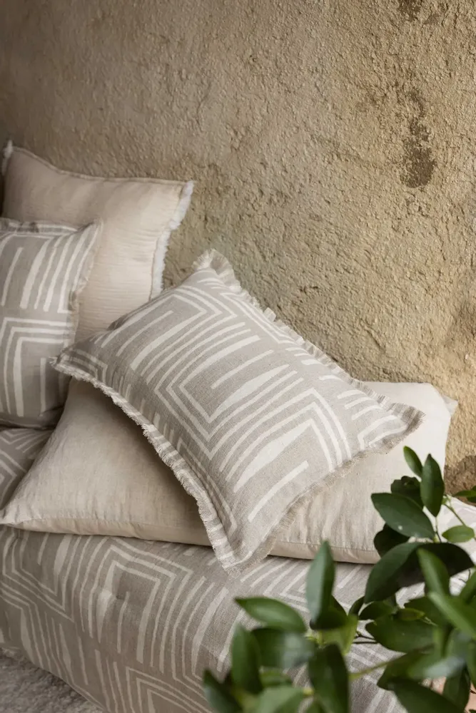 Cushions - Tina Printed Cushion Naturel 30 X 50 - MAISON VIVARAISE - SDE VIVARAISE WINKLER