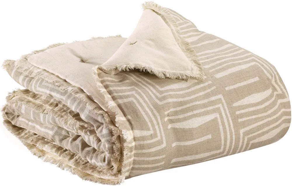 Plaids - Plaid imprimé Tina Naturel 135 x 200 - MAISON VIVARAISE - SDE VIVARAISE WINKLER