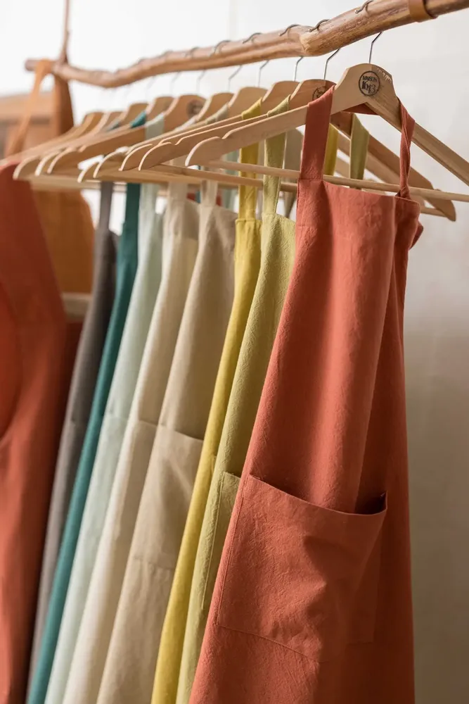 Aprons - Ada Recycled Kitchen Apron Tomette 72 X 85 - MAISON VIVARAISE - SDE VIVARAISE WINKLER