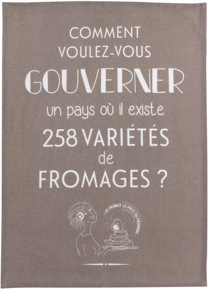 Dish towels - Gouverner et fromages Tea Towel Gris 50 X 70 - MAISON VIVARAISE - SDE VIVARAISE WINKLER