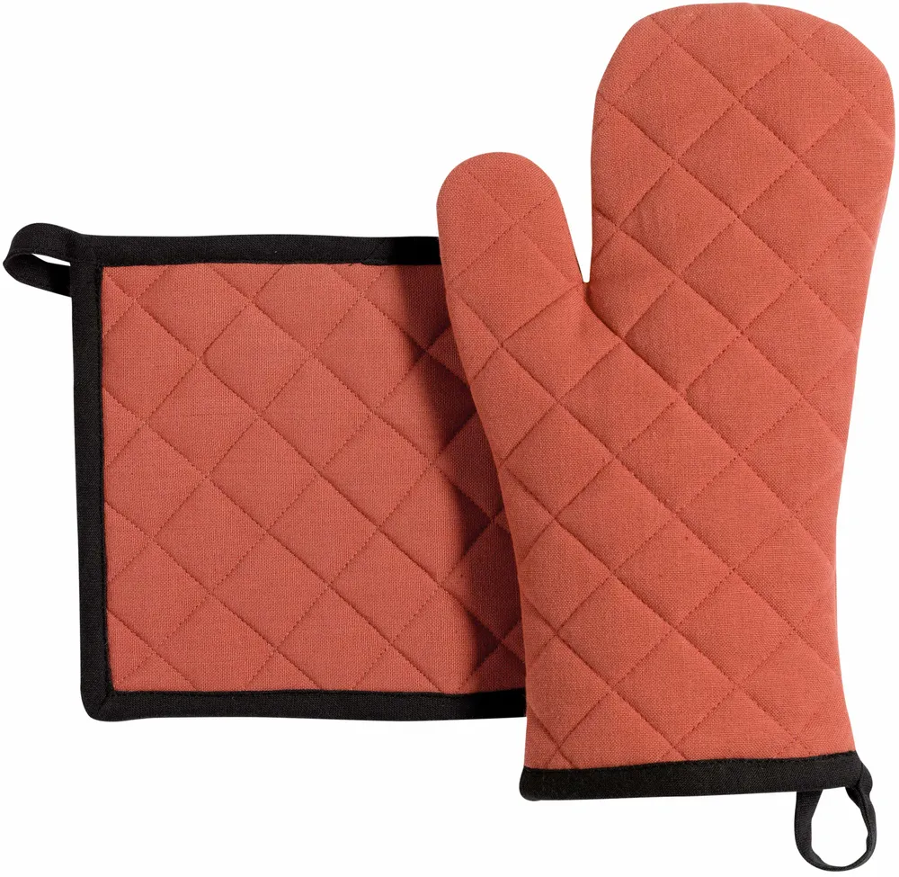 Potholders - Grace Recycled Oven Mitt/Pot Holder Set Tomette 18 X 32 - MAISON VIVARAISE - SDE VIVARAISE WINKLER