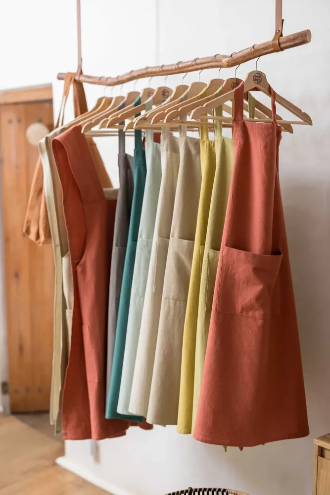 Tabliers de cuisine - Tablier de cuisine japonais recyclé Haru Tomette 78 x 100 - MAISON VIVARAISE - SDE VIVARAISE WINKLER