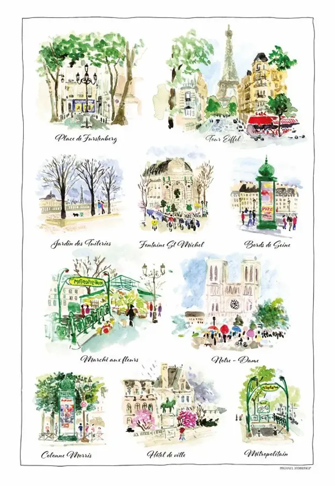 Torchons - Torchon Paris scénettes Blanc 48 x 72 - MAISON VIVARAISE - SDE VIVARAISE WINKLER