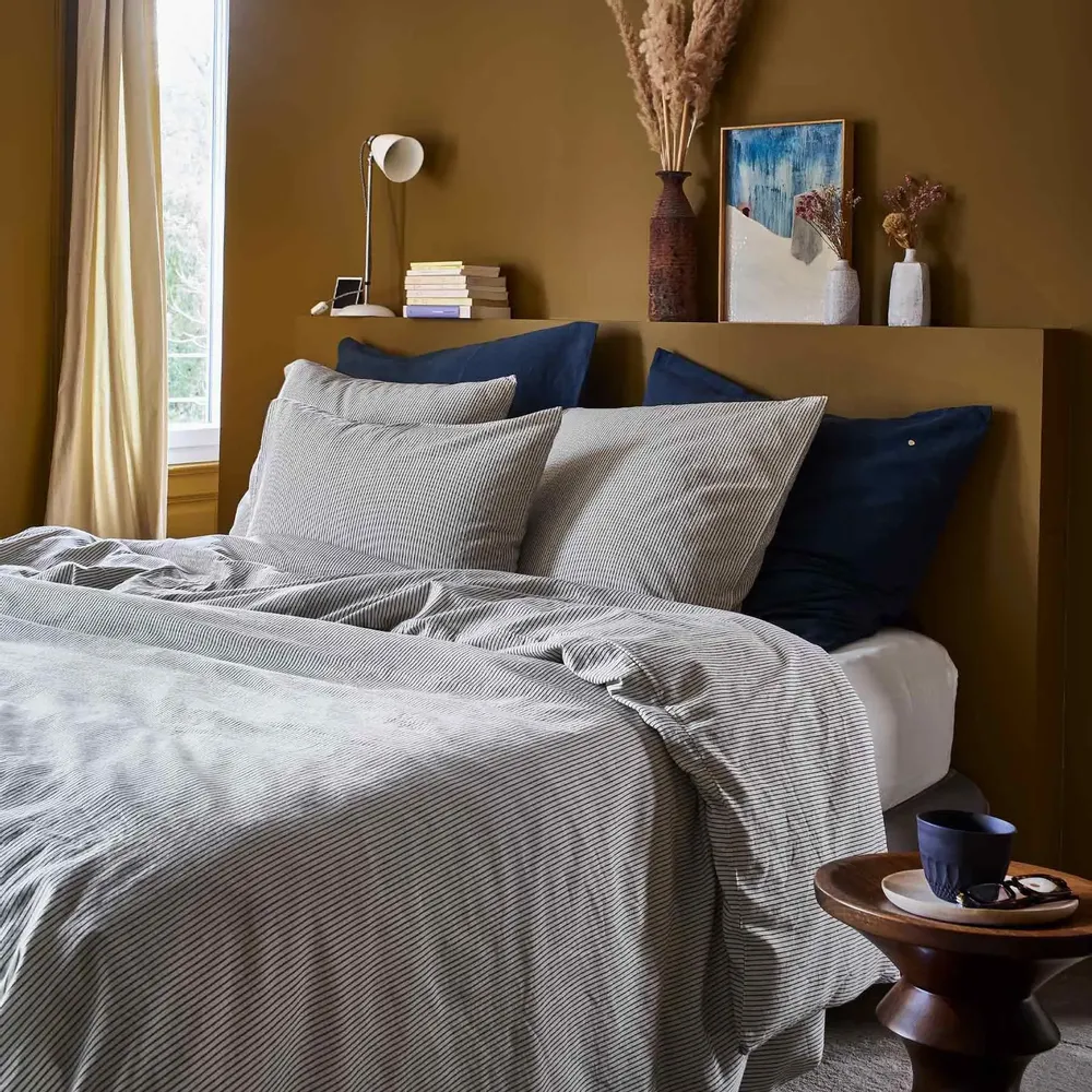 Linge de lit - Housse de couette Léonie Caviar 240 x 260 - LA CERISE SUR LE GATEAU