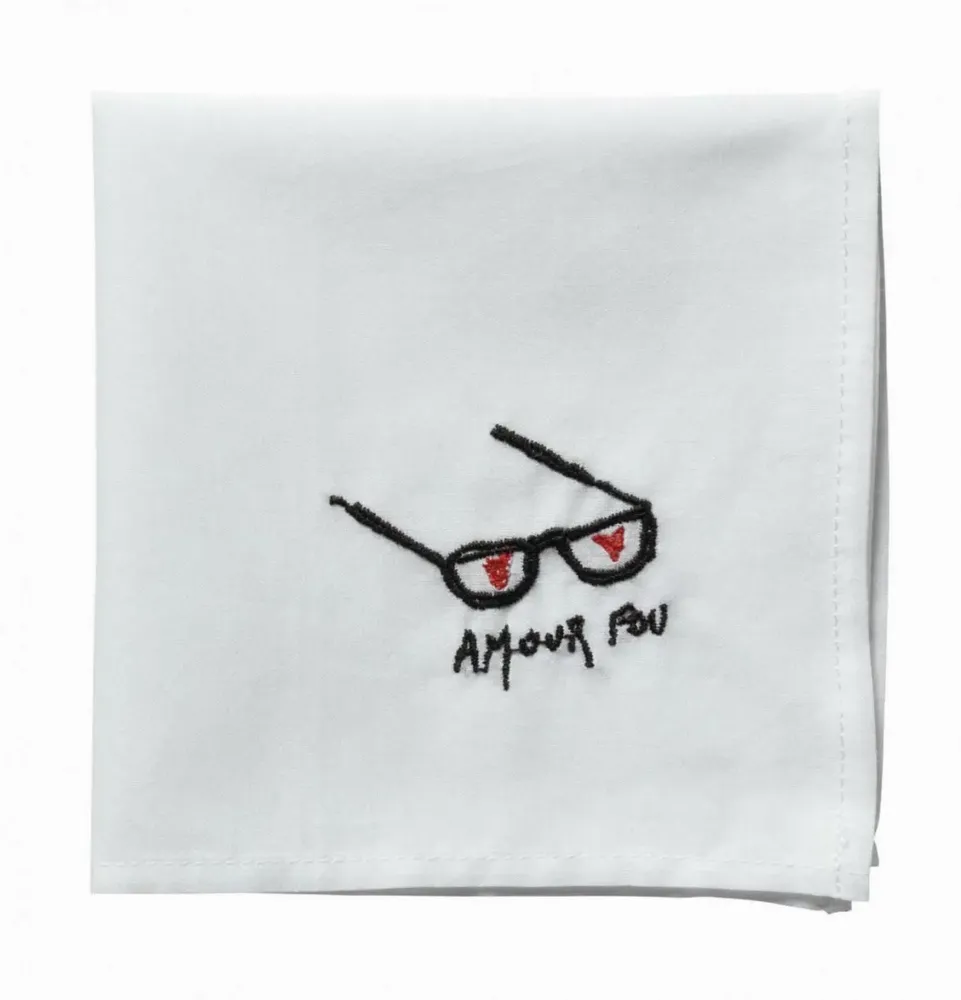 Pochettes - Mouchoir Hankie Amour Blanc 25 x 25 - LA CERISE SUR LE GATEAU