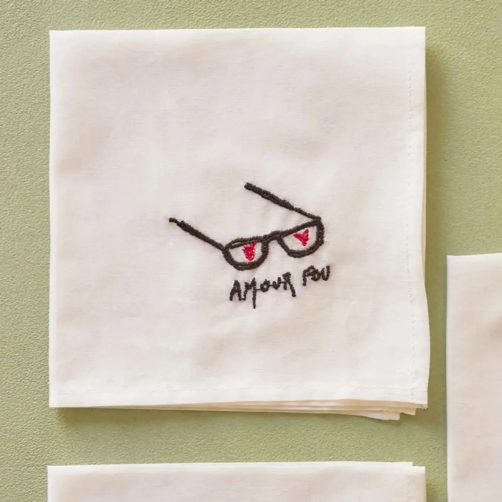 Pochettes - Mouchoir Hankie Amour Blanc 25 x 25 - LA CERISE SUR LE GATEAU