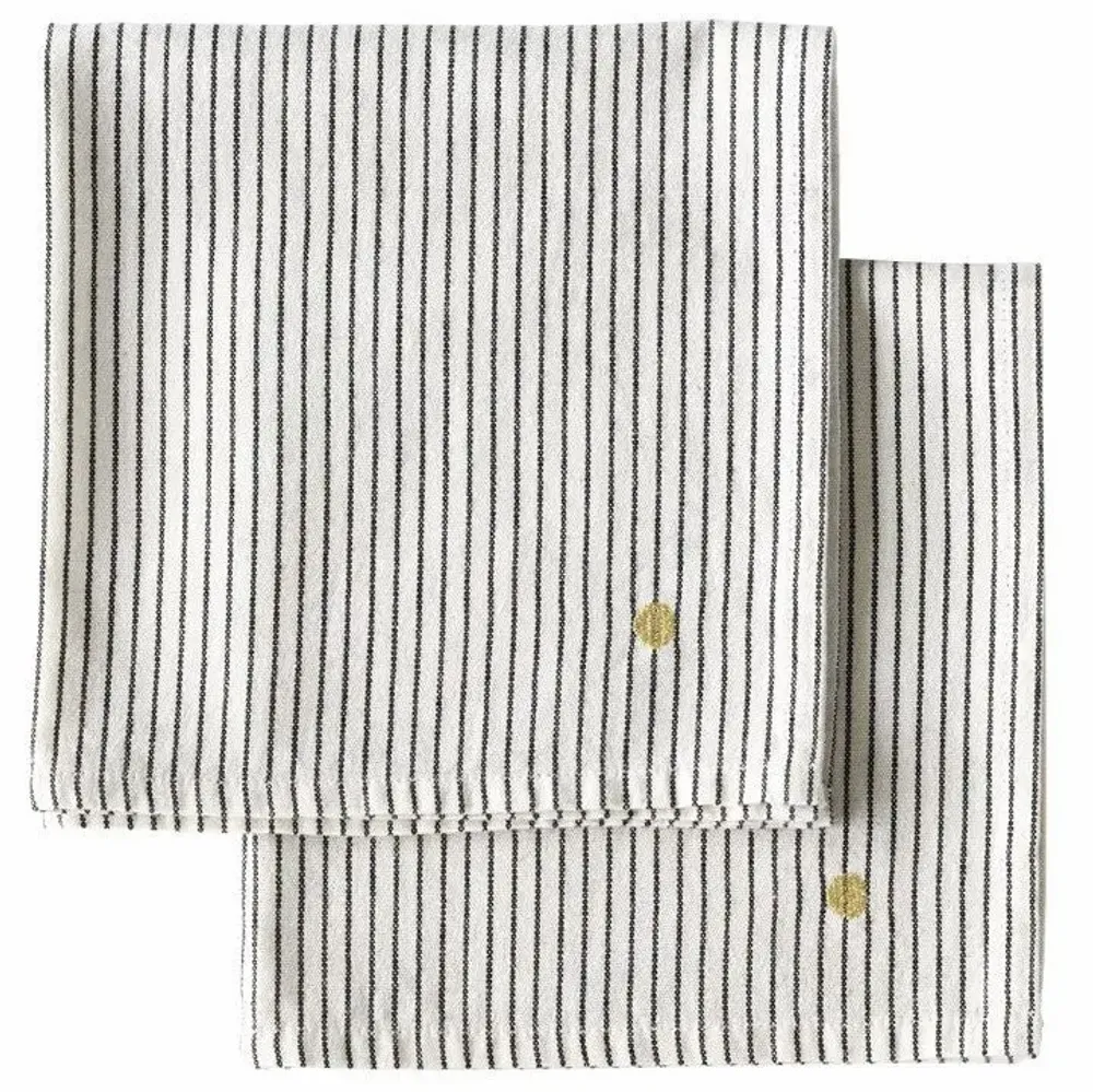Napkins - Set of 2 Léonie napkins Caviar 40 X 40 - LA CERISE SUR LE GATEAU