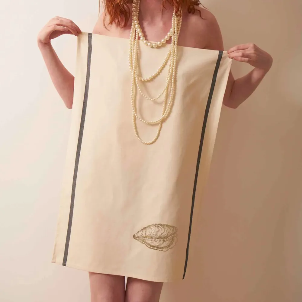 Dish towels - Huître Tea Towel Or 80 X 50 - LA CERISE SUR LE GATEAU