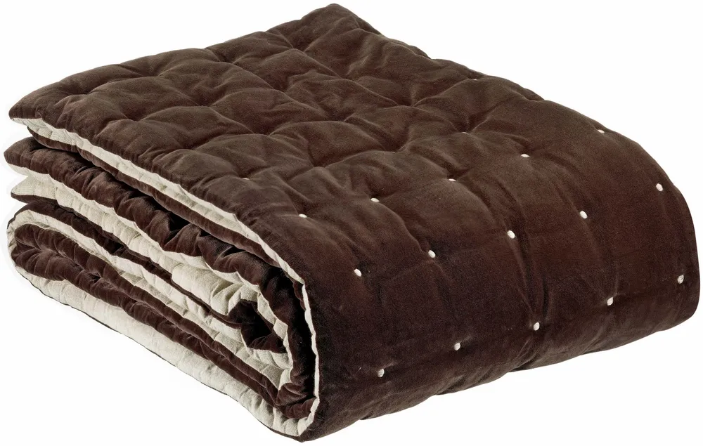 Linge de lit - Chemin de lit uni Elise Ébène 90 x 240 - MAISON VIVARAISE - SDE VIVARAISE WINKLER