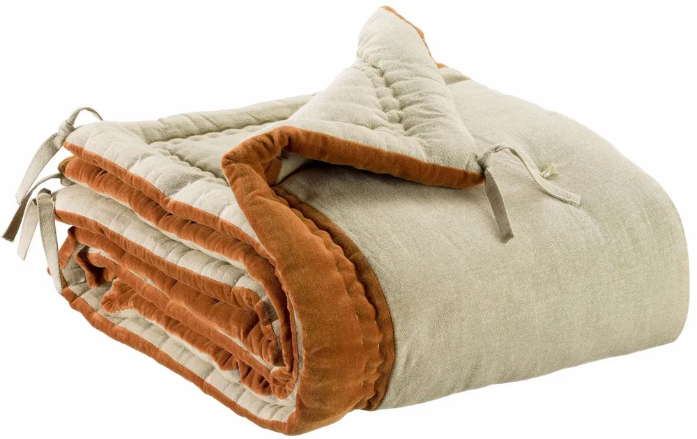 Bed linens - Comforter Elise Chambray Rouille 80 X 180 - MAISON VIVARAISE - SDE VIVARAISE WINKLER