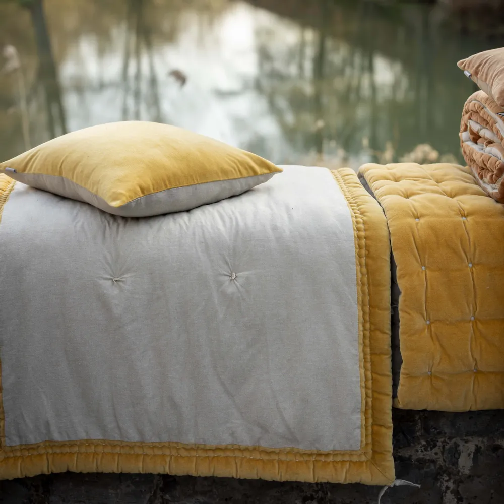 Linge de lit - Edredon Elise Chambray Maïs 80 x 180 - MAISON VIVARAISE - SDE VIVARAISE WINKLER