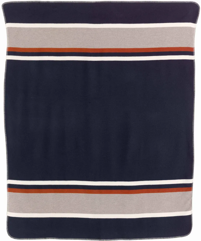 Plaids - Plaid jacquard recyclé Gioia Marine 140 x 185 - MAISON VIVARAISE - SDE VIVARAISE WINKLER