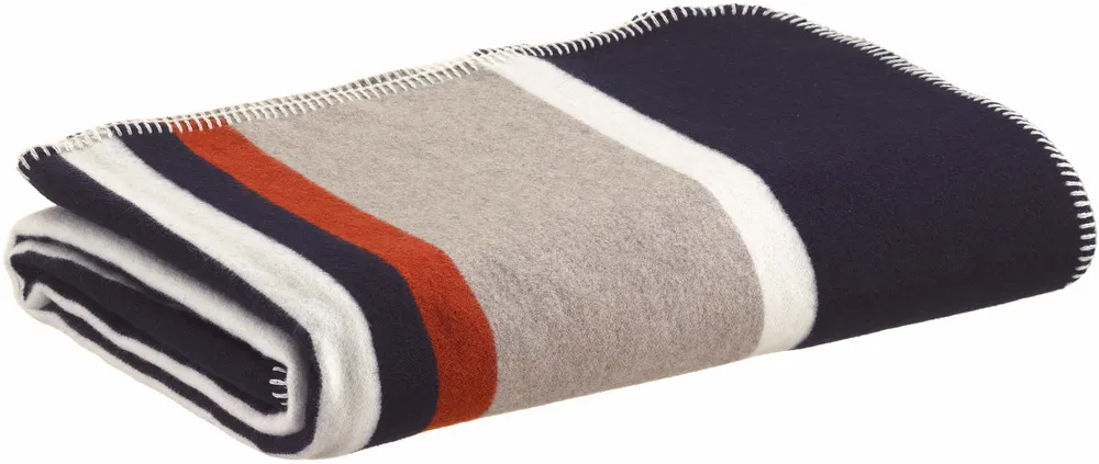 Linge de lit - Jeté jacquard recyclé Gioia Marine 240 x 260 - MAISON VIVARAISE - SDE VIVARAISE WINKLER