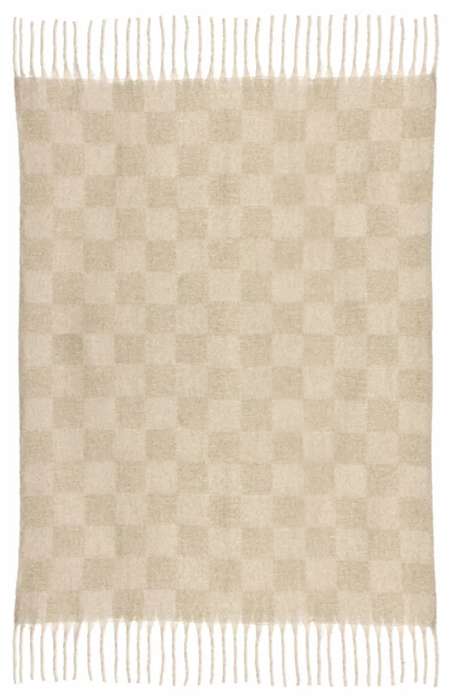 Plaids - Plaid recyclé Isabel damier Nuage 130 x 160 - MAISON VIVARAISE - SDE VIVARAISE WINKLER