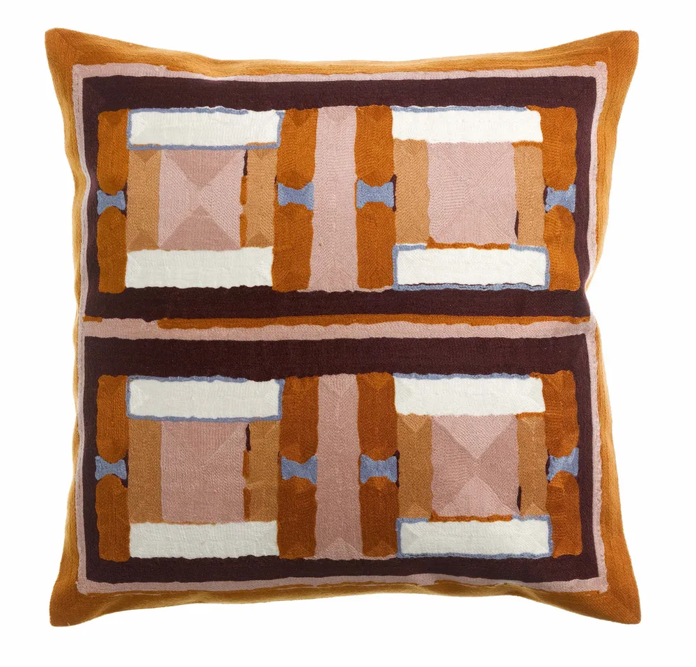 Cushions - Embroidered Cushion Taho Cuivre 45 X 45 - MAISON VIVARAISE - SDE VIVARAISE WINKLER