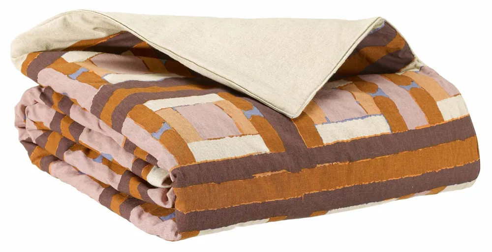 Linge de lit - Edredon imprimé Taho Cuivre 85 x 200 - MAISON VIVARAISE - SDE VIVARAISE WINKLER