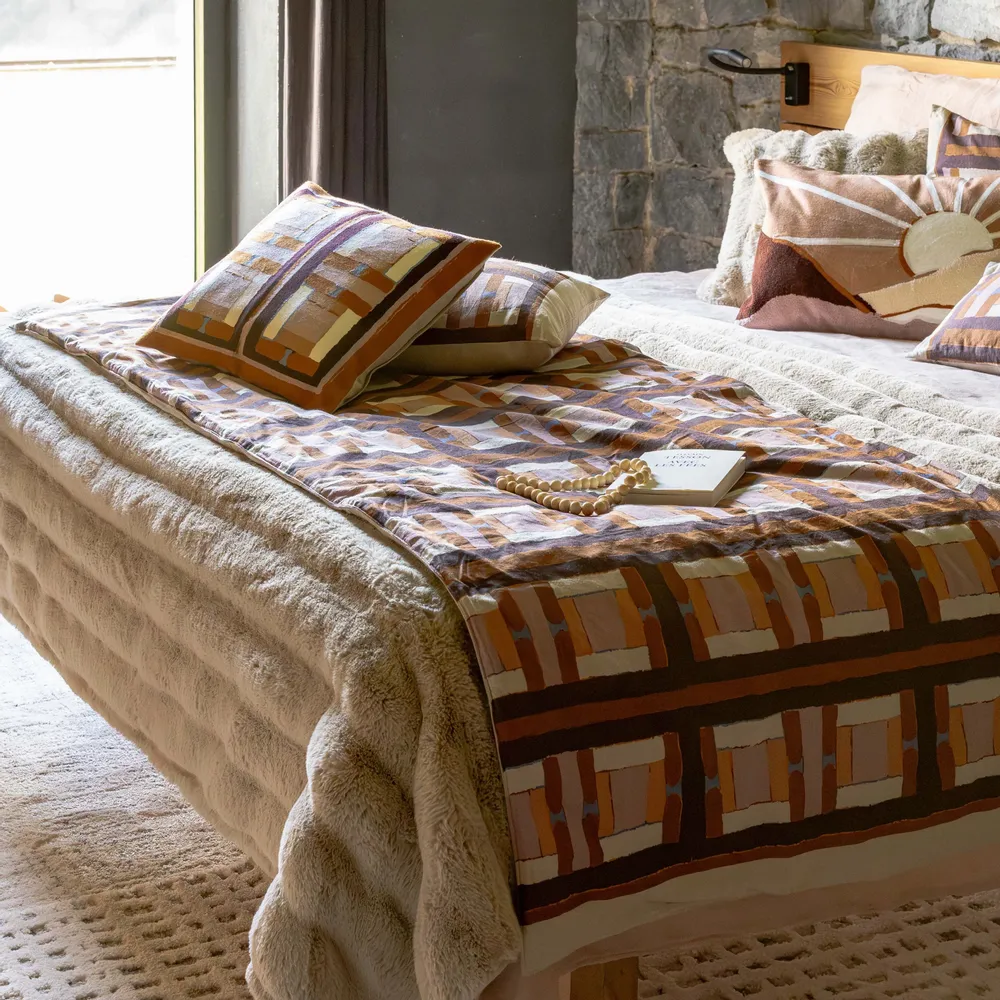 Linge de lit - Edredon imprimé Taho Cuivre 85 x 200 - MAISON VIVARAISE - SDE VIVARAISE WINKLER