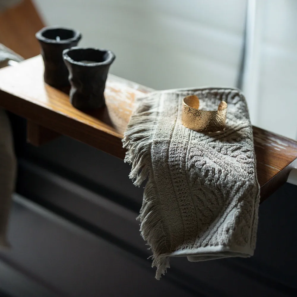 Serviettes de bain - Serviette de toilette Zoé Noisette 50 x 100 - MAISON VIVARAISE - SDE VIVARAISE WINKLER