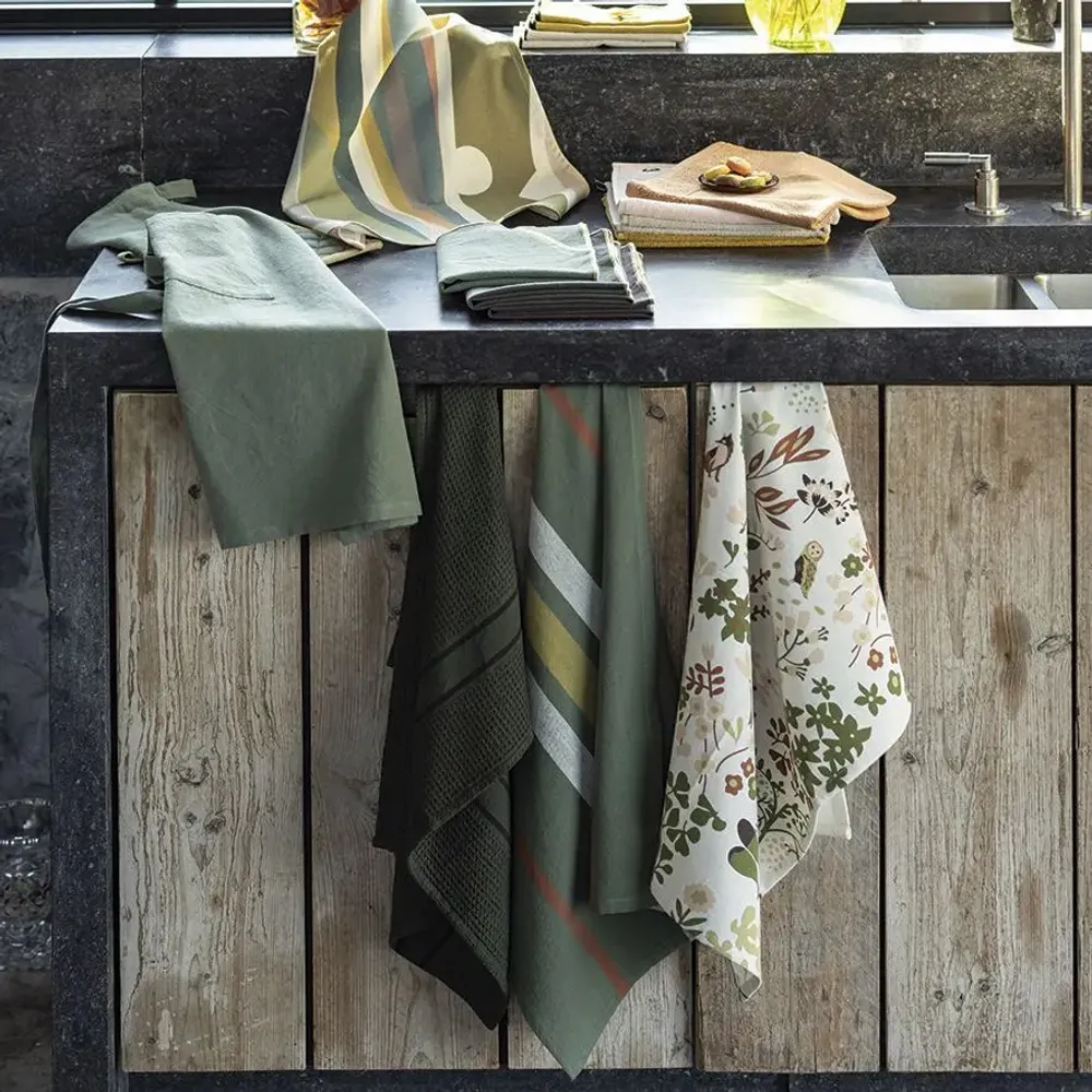 Aprons - Ada Recycled Kitchen Apron Matcha 72 X 85 - MAISON VIVARAISE - SDE VIVARAISE WINKLER