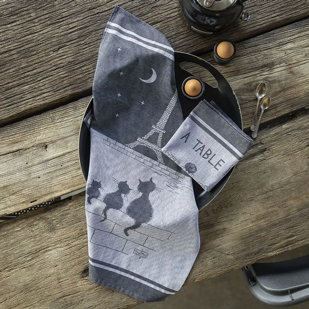 Dish towels - Jacquard Tea Towel À table Ombre 50 X 70 - MAISON VIVARAISE - SDE VIVARAISE WINKLER