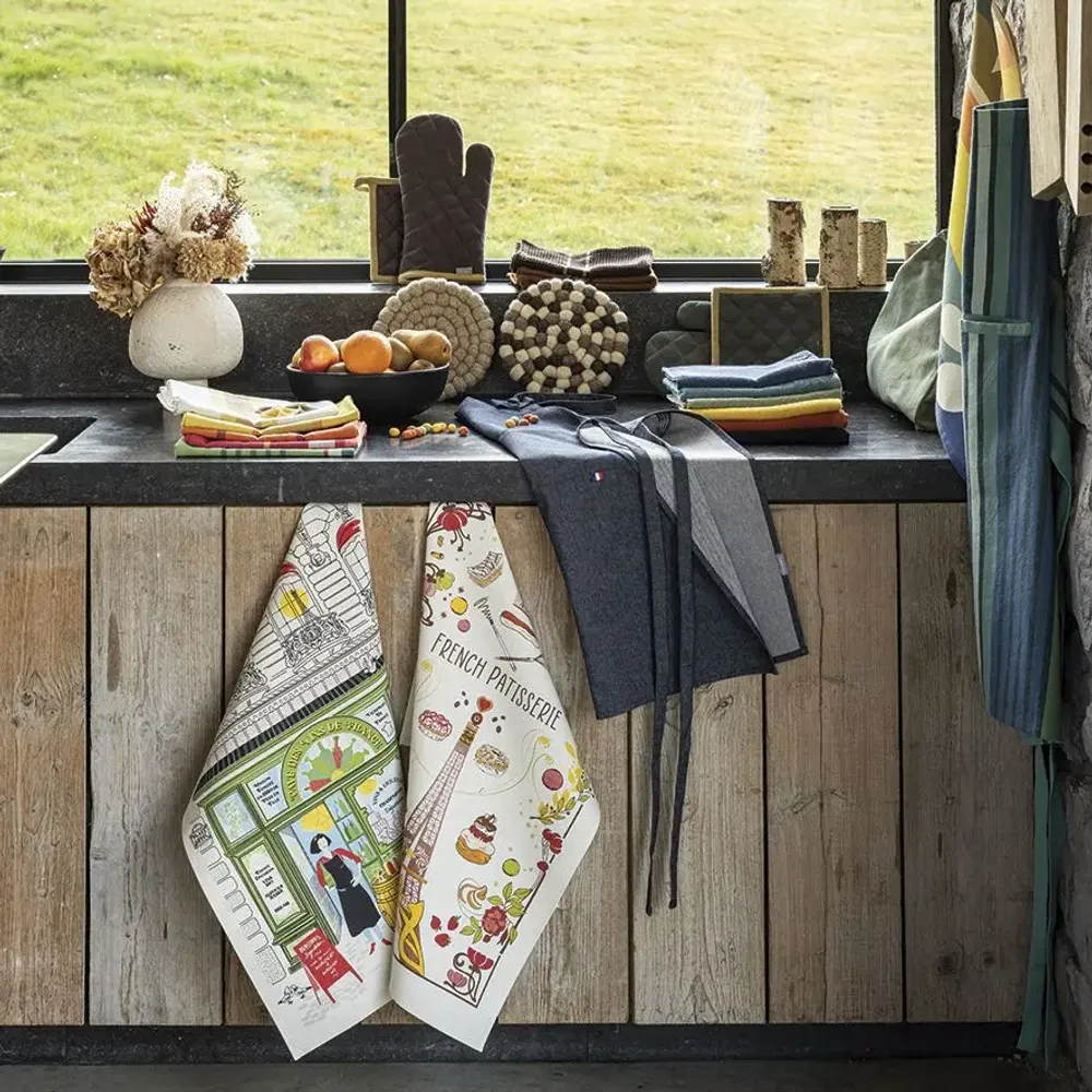 Potholders - Grace Recycled Oven Mitt/Pot Holder Set Café 15 X 32 - MAISON VIVARAISE - SDE VIVARAISE WINKLER