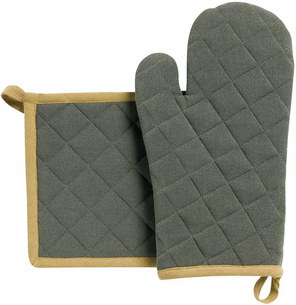 Potholders - Grace Recycled Oven Mitt/Pot Holder Set Forêt 15 X 32 - MAISON VIVARAISE - SDE VIVARAISE WINKLER