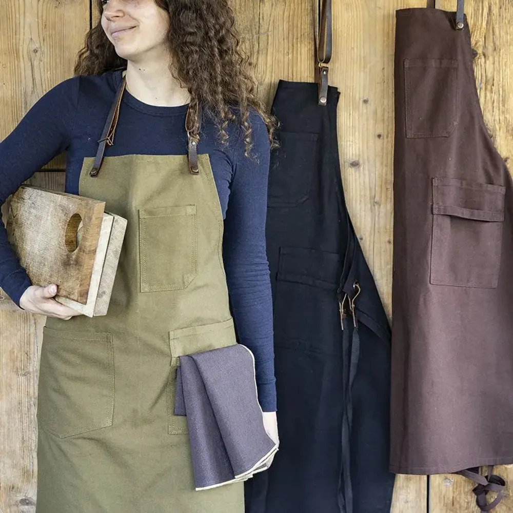 Tabliers de cuisine - Tablier de cuisine Léo Café 70 x 90 - MAISON VIVARAISE - SDE VIVARAISE WINKLER