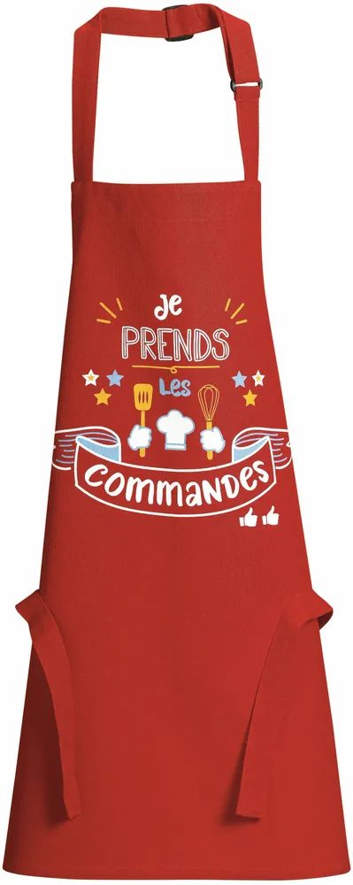 Aprons - Children's Kitchen Apron Je prends les commandes Rouge 52 X 63 - MAISON VIVARAISE - SDE VIVARAISE WINKLER