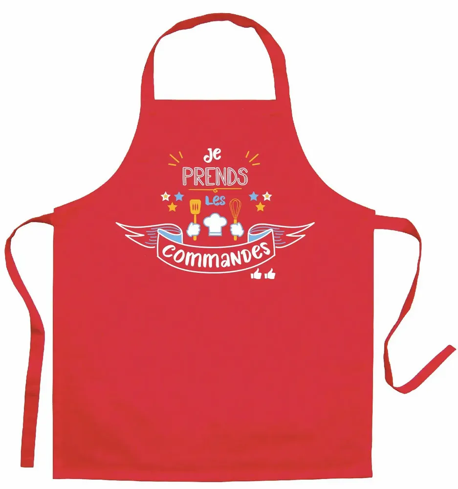 Aprons - Children's Kitchen Apron Je prends les commandes Rouge 52 X 63 - MAISON VIVARAISE - SDE VIVARAISE WINKLER