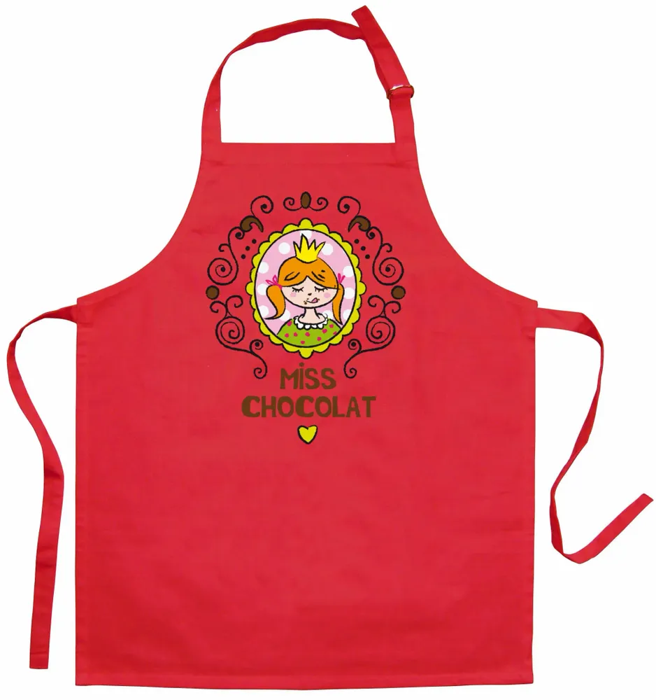 Aprons - Recycled kids' kitchen apron Miss Chocolat Rouge 52 X 63 - MAISON VIVARAISE - SDE VIVARAISE WINKLER