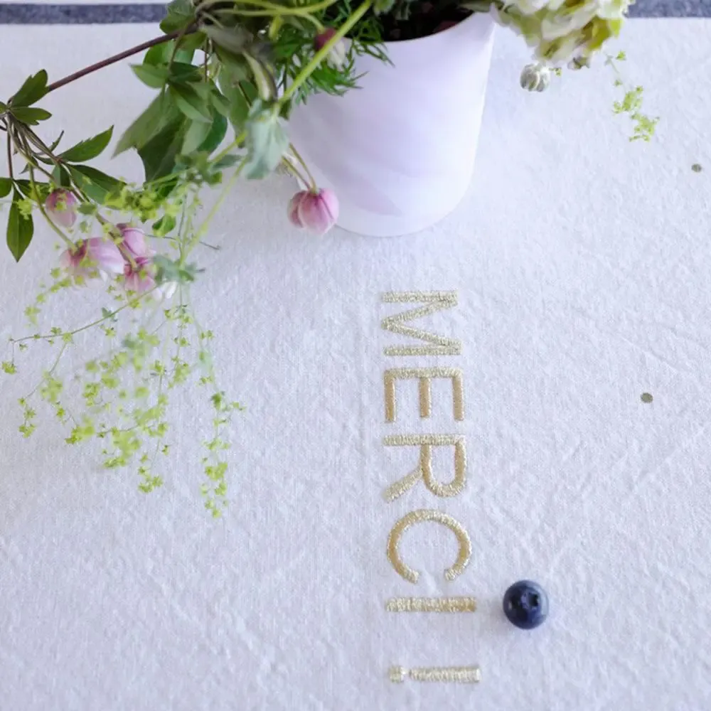 Dish towels - Tea towel Merci Or Blanc 50 X 70 - LA CERISE SUR LE GATEAU