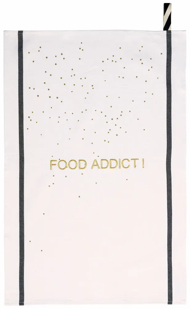 Torchons - Torchon Food Addict Or Blanc 50 x 70 - LA CERISE SUR LE GATEAU