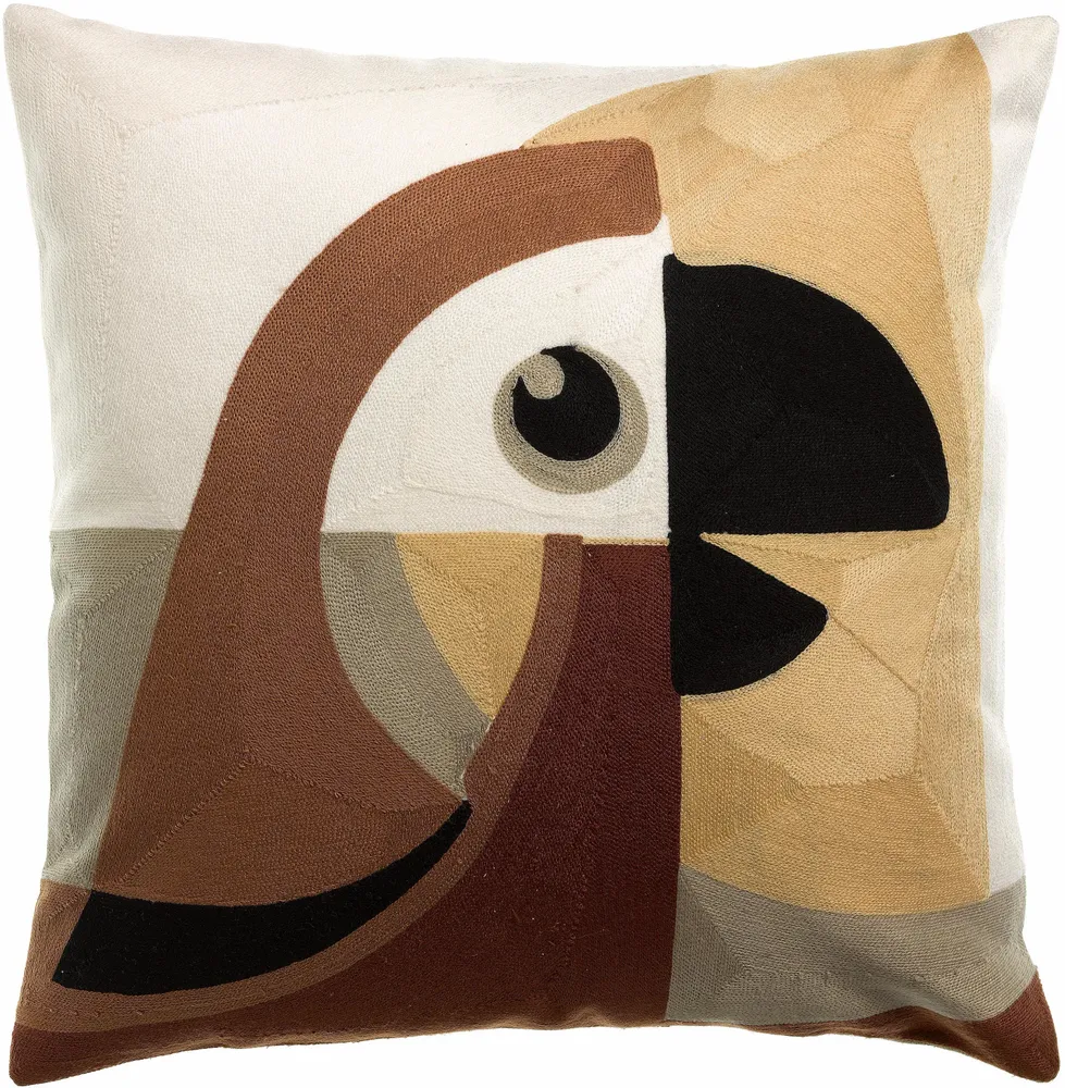 Coussins - Coussin brodé Loro Naturel 45 x 45 - MAISON VIVARAISE - SDE VIVARAISE WINKLER