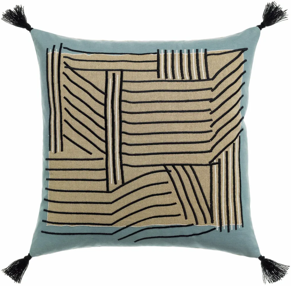 Cushions - Embroidered Cushion Kori Ciel 45 X 45 - MAISON VIVARAISE - SDE VIVARAISE WINKLER