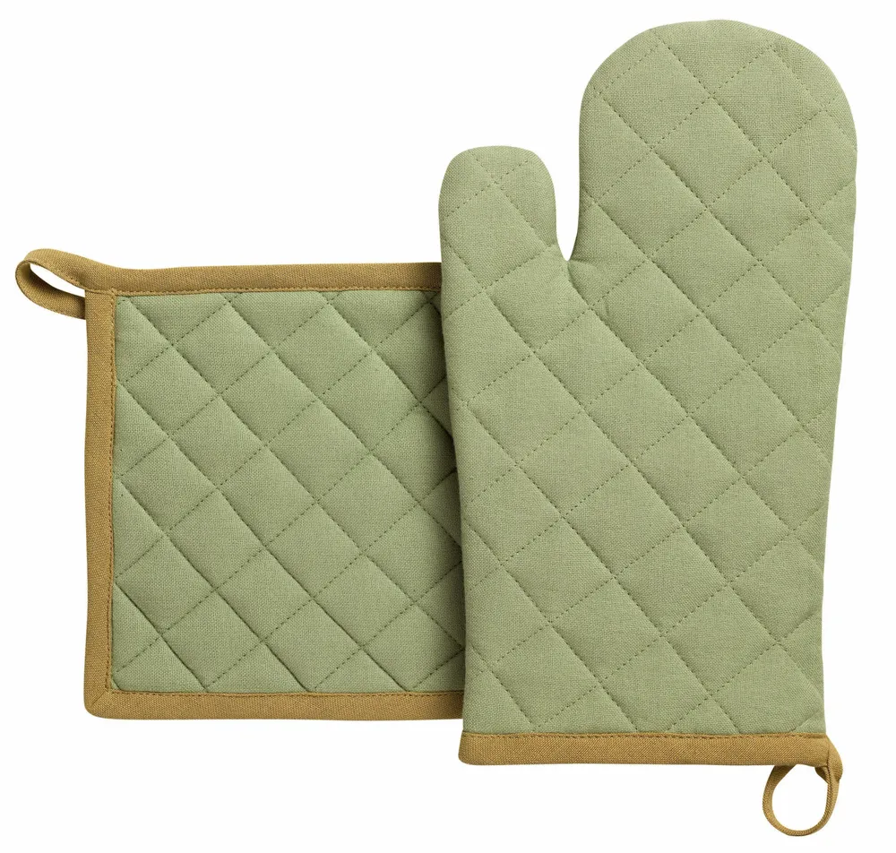 Maniques - Lot gant de cuisine et manique recyclé Grace Amande 18 x 32 - MAISON VIVARAISE - SDE VIVARAISE WINKLER