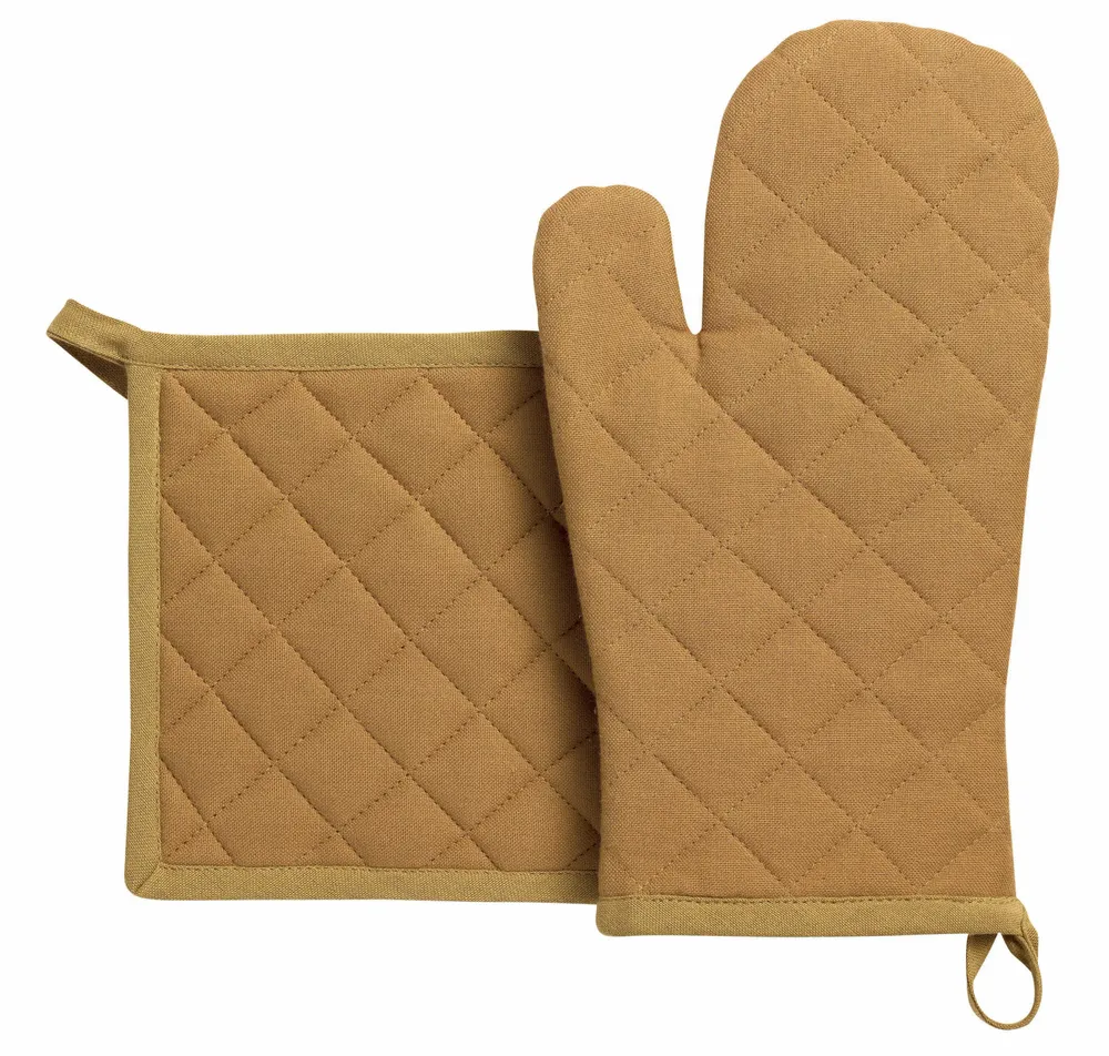 Potholders - Recycled oven mitt and pot holder set Grace Cannelle 18 X 32 - MAISON VIVARAISE - SDE VIVARAISE WINKLER