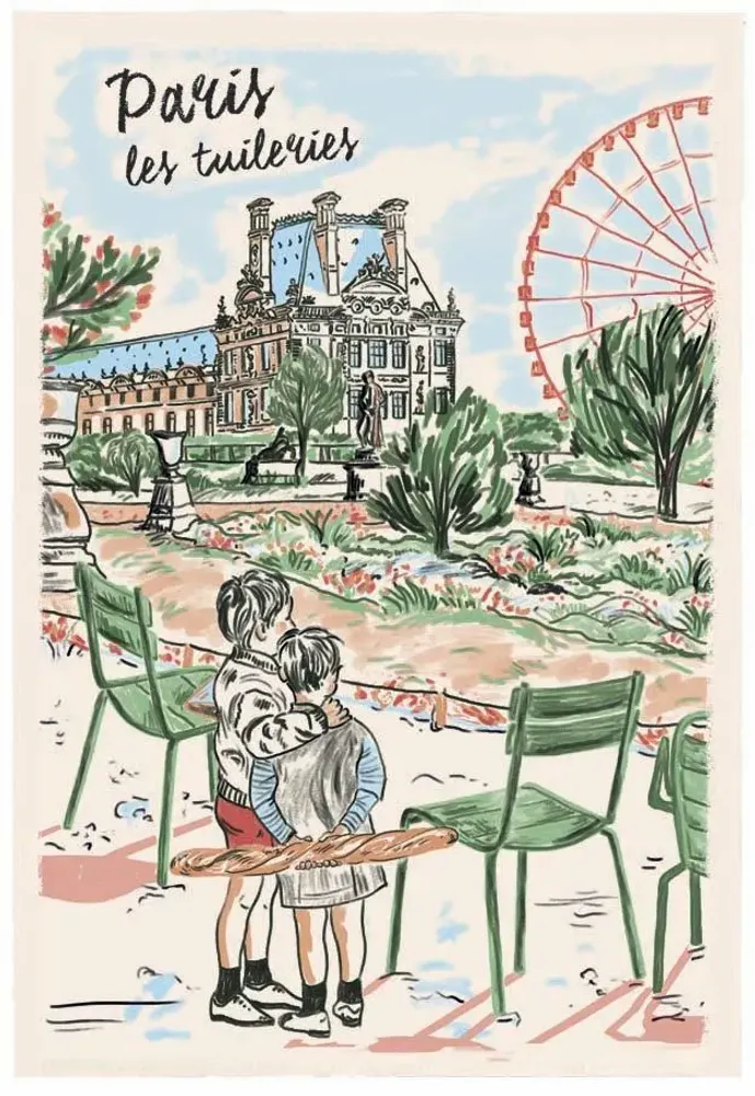 Torchons - Torchon Paris Les tuileries Ecru 48 x 72 - MAISON VIVARAISE - SDE VIVARAISE WINKLER