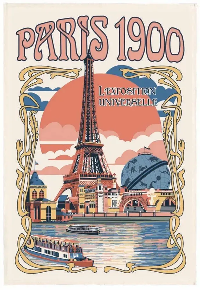 Dish towels - Tea Towel Paris Expo universelle Écru 48 X 72 - MAISON VIVARAISE - SDE VIVARAISE WINKLER