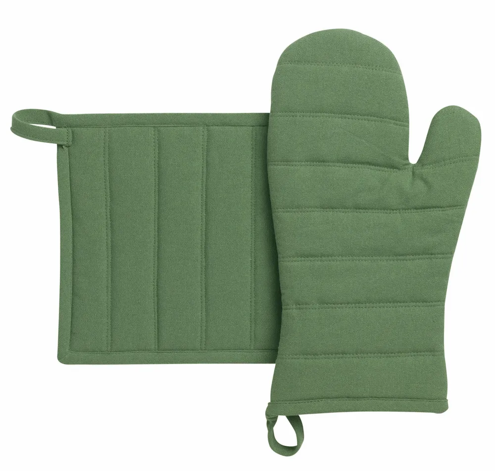 Potholders - Recycled oven glove and pot holder set Jona Prairie 15 X 30 - MAISON VIVARAISE - SDE VIVARAISE WINKLER