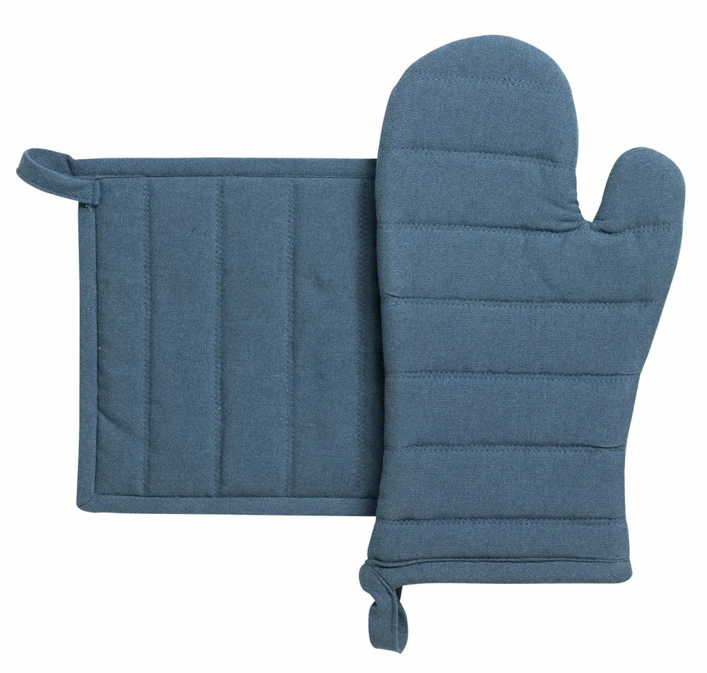 Potholders - Recycled oven glove and pot holder set Jona Alizée 15 X 30 - MAISON VIVARAISE - SDE VIVARAISE WINKLER