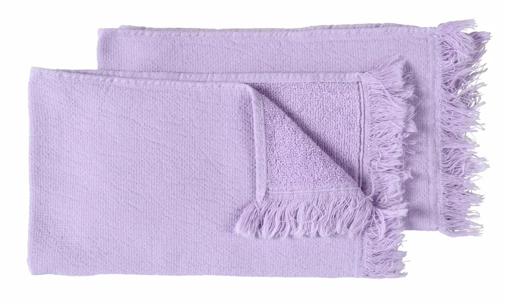 Serviettes de bain - Lot de 2 serviettes invités Luna Lilas 30 x 50 - LA CERISE SUR LE GATEAU