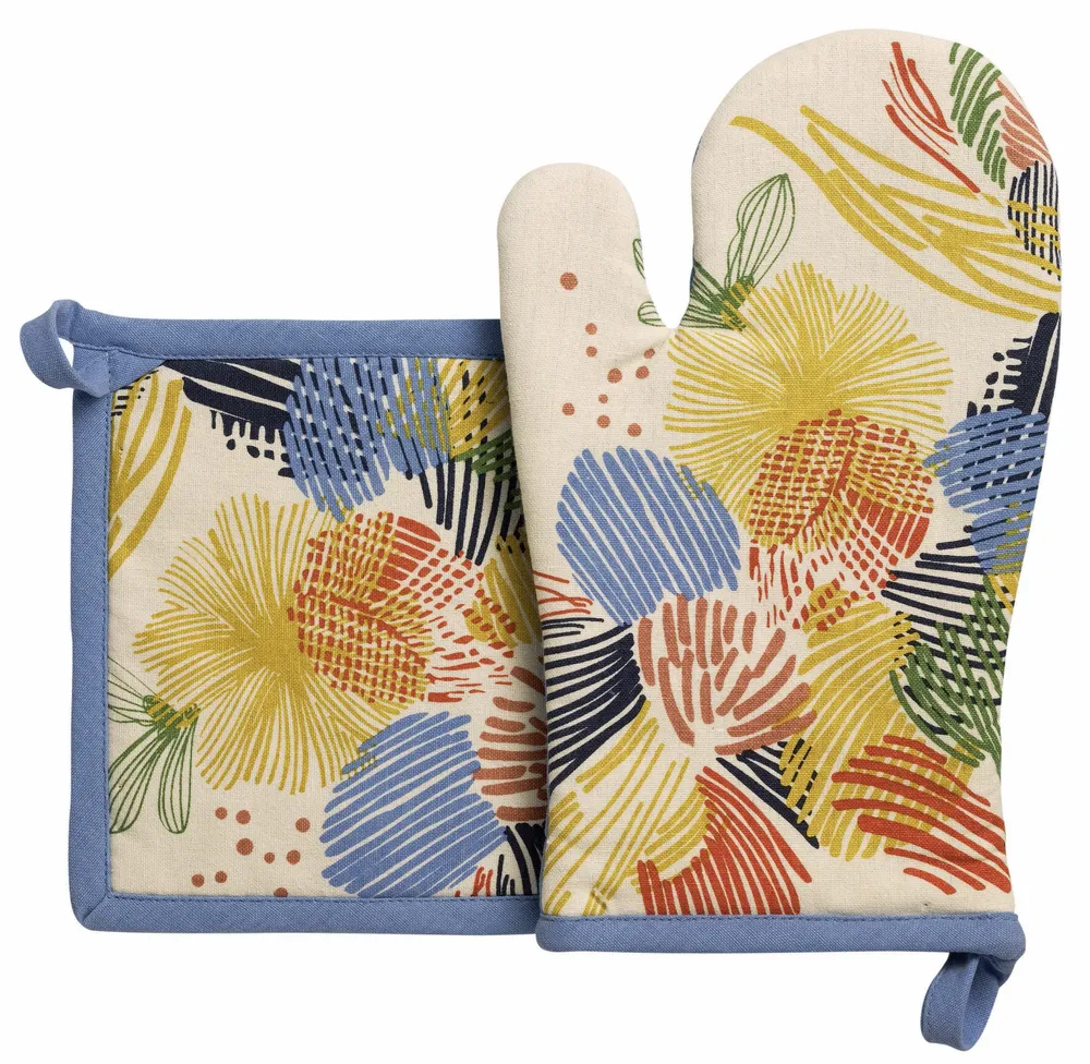 Potholders - Abelia recycled oven glove and pot holder set Multico 15 X 30 - MAISON VIVARAISE - SDE VIVARAISE WINKLER