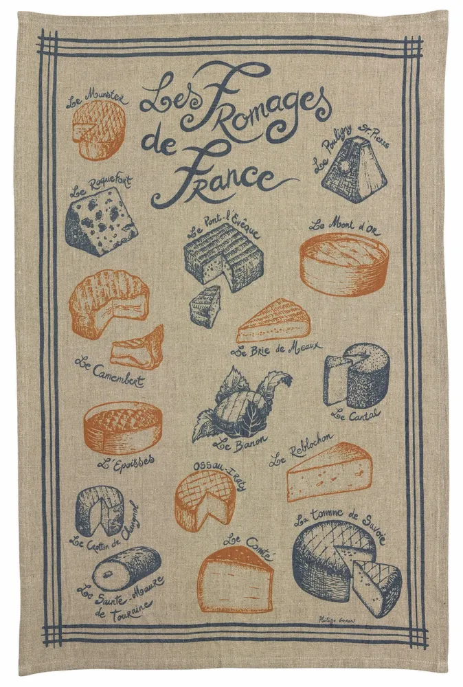 Torchons - Torchon lin Les fromages Naturel 45 x 70 - MAISON VIVARAISE - SDE VIVARAISE WINKLER