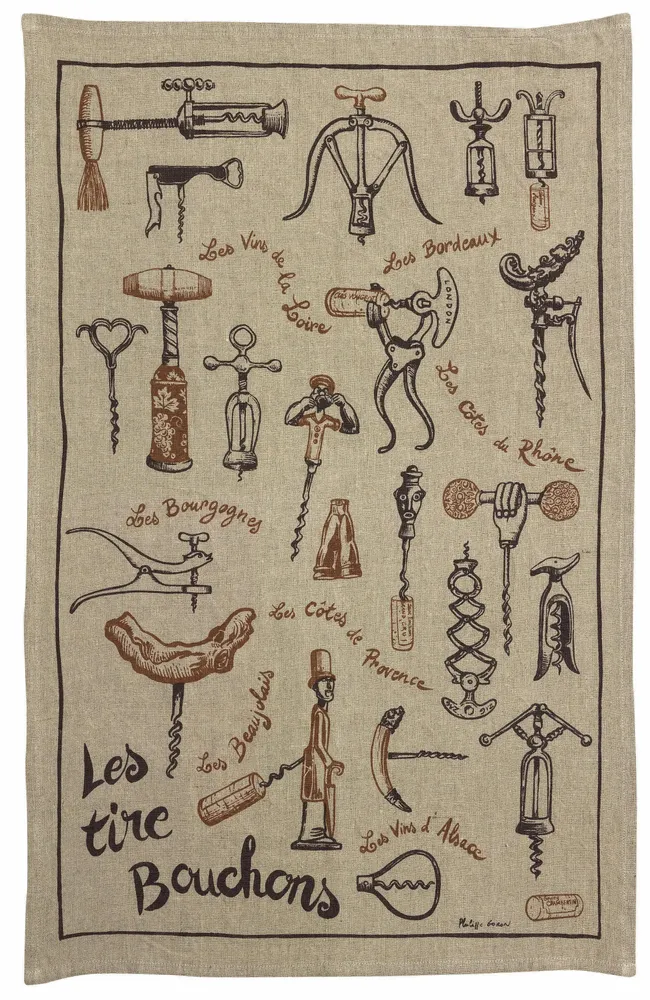 Dish towels - Linen tea towel Les sommeliers Naturel 45 X 70 - MAISON VIVARAISE - SDE VIVARAISE WINKLER
