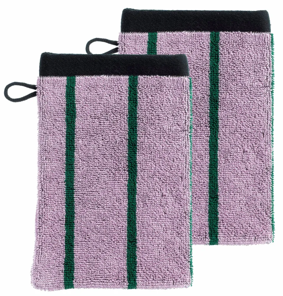 Autres linges de bain - Lot de 2 gants de toilette Charly Lilas 15 x 21 - LA CERISE SUR LE GATEAU