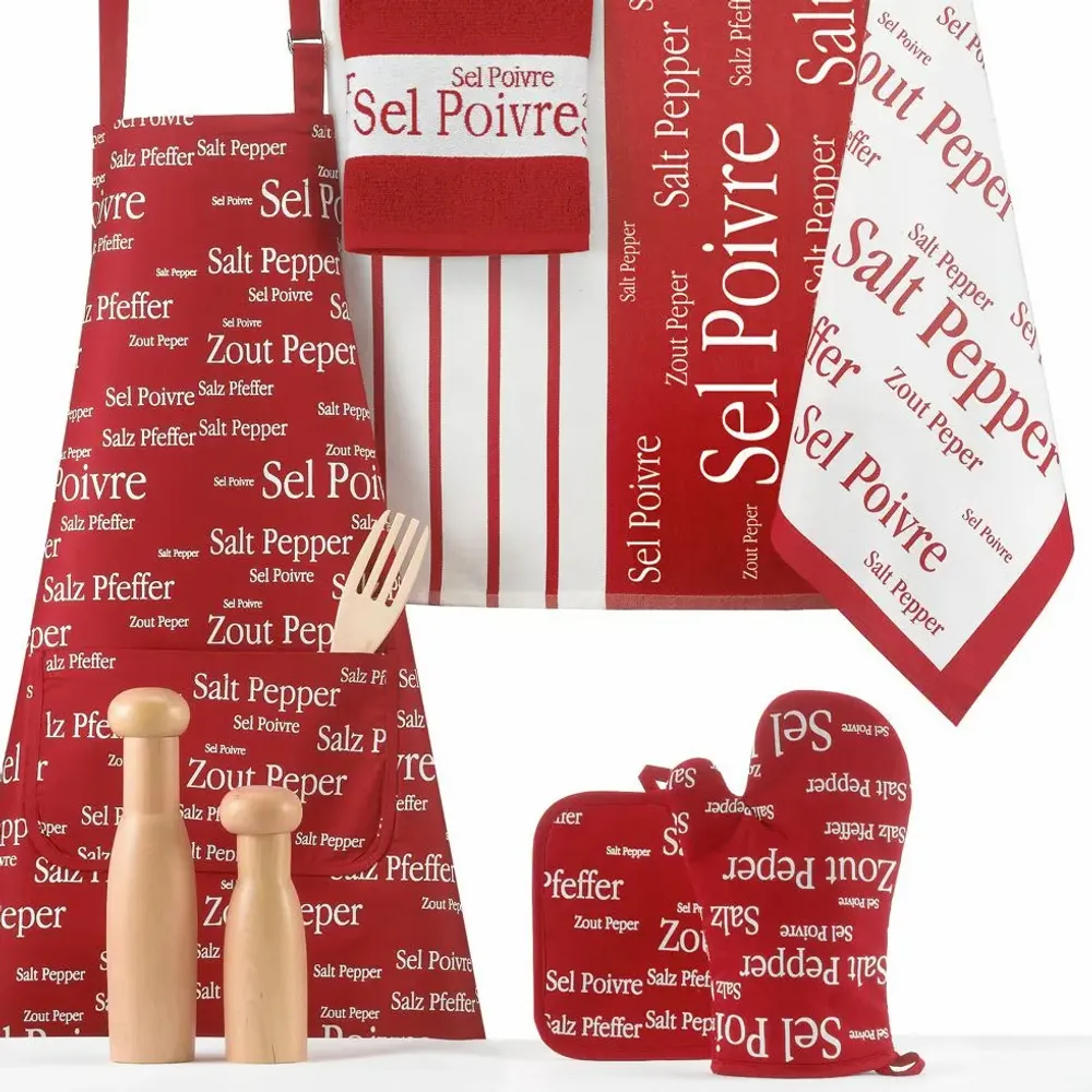 Potholders - Sel & Poivre Oven Mitt Rouge 19 X 32 - MAISON VIVARAISE - SDE VIVARAISE WINKLER