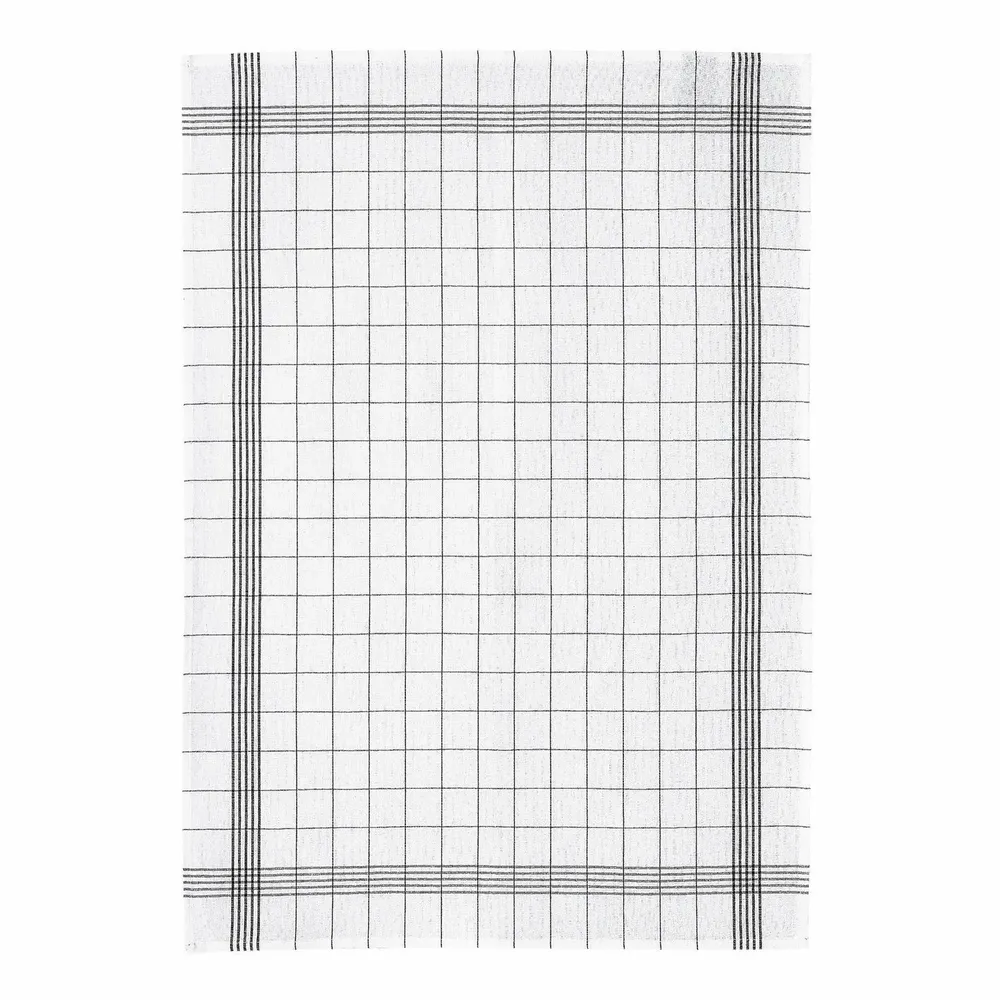 Dish towels - Carreaux Linen-Cotton Tea Towel Noir 55 X 75 - MAISON VIVARAISE - SDE VIVARAISE WINKLER