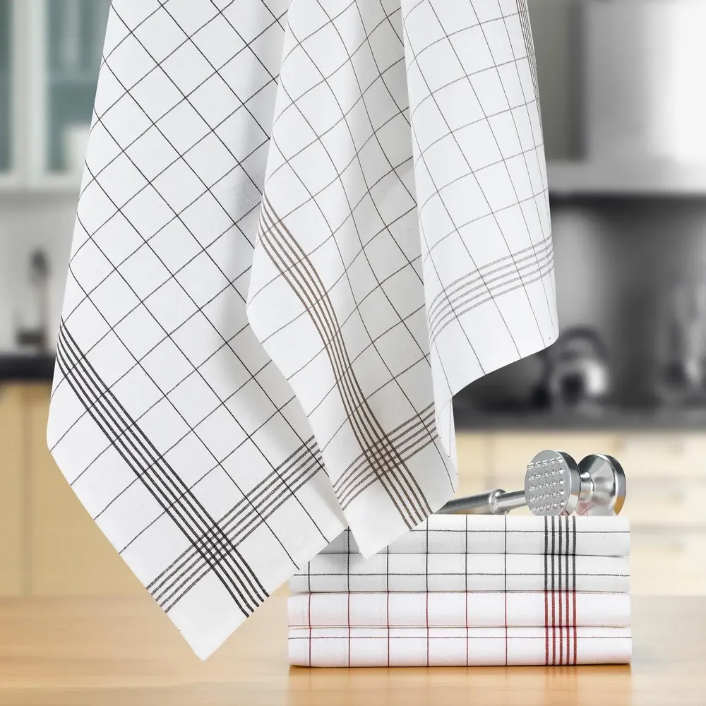 Dish towels - Carreaux Linen-Cotton Tea Towel Noir 55 X 75 - MAISON VIVARAISE - SDE VIVARAISE WINKLER