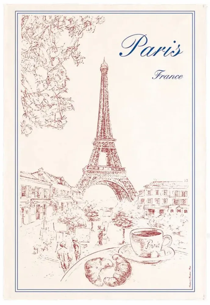 Dish towels - Paris Tour Eiffel Tea Towel Écru 72 X 48 - MAISON VIVARAISE - SDE VIVARAISE WINKLER