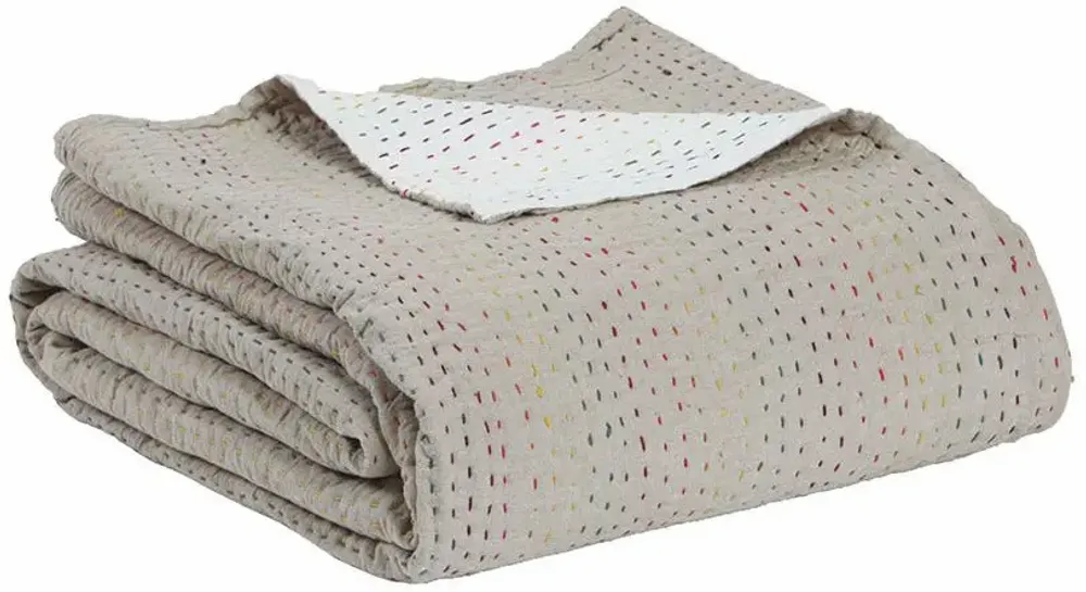 Bed linens - Gastounet Bed Throw Multico 260 X 260 - MAISON VIVARAISE - SDE VIVARAISE WINKLER